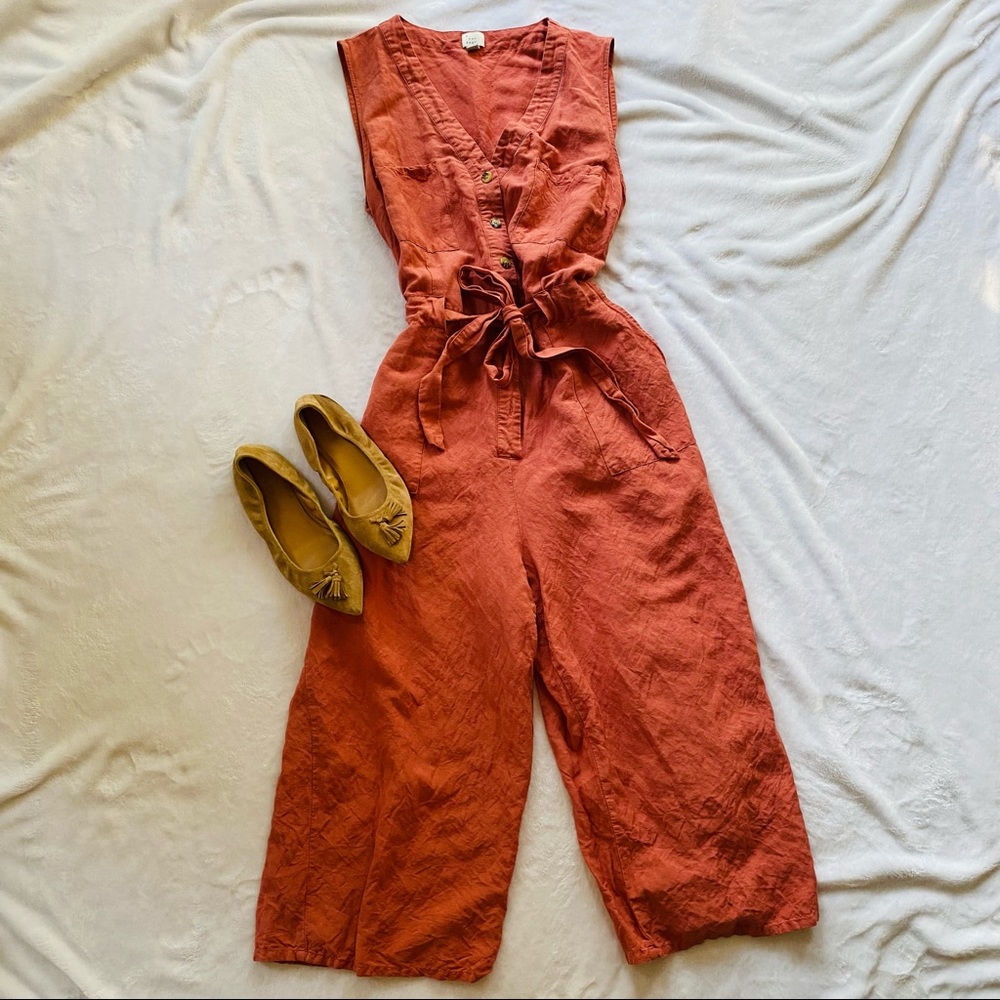 A New Day Sleeveless Cropped Jumpsuit Coral XL